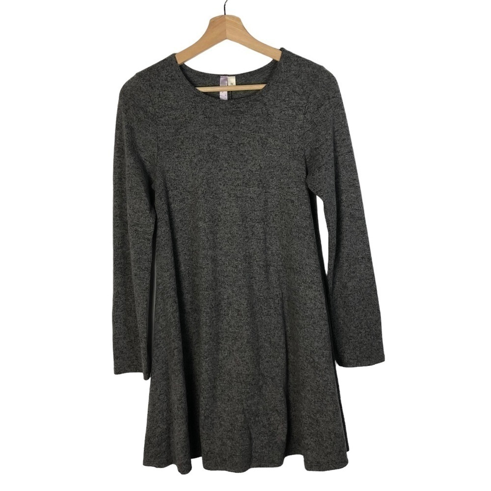 Alya Dark Gray Long Sleeve‎ Swing T-Shirt Mini Dress M